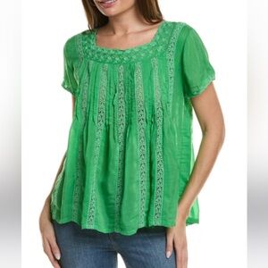Johnny Was Green Embroidered blouse XL